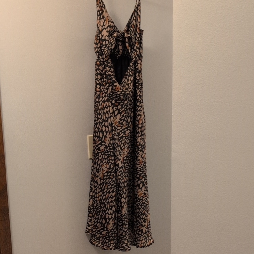 Vici Brown and Black Plunge Sundress